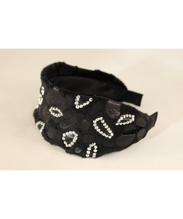 Great Gatsby / Flapper Inspired Handmade Fashion Headband / Hairband w Rhinestones - Black - CO11O0QWO4R