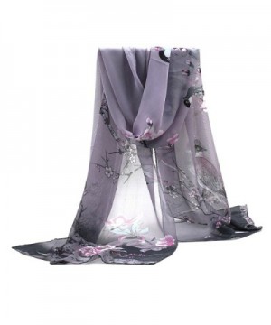 Bluelans Women's Fashion Soft Floral Scarves Pretty Flower Printed Chiffon Scarf Shawl - Grey - CO126PC7DI5
