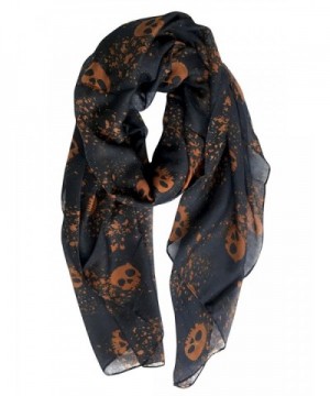 GERINLY Cool Skull Print Wrap Scarf Lightweight Winter Scarves - Blue Black - CP185HZAKQH
