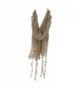 Silver Fever Elegant Skinny Lace Scarf with Pompoms - Bronze Tan - CT12F6S03TP