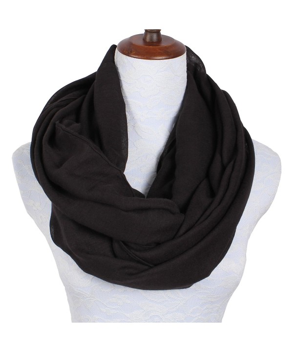 Lightweight Scarfs for Women Solid Infinity Scarf - Solid Infinity Scarf Black - CY1800KXR4D