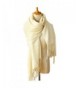 Women's Long Soft Elegant Pashmina Warm Scarves Wraps With Tassel - White - CD127IKF31R