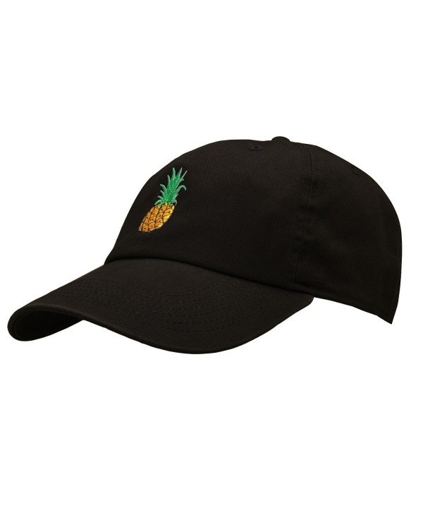 Pineapple Dad Hat Baseball Cap Polo Style Unconstructed - Black - CJ1800CQ9KC