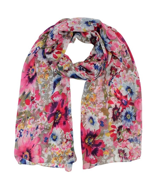 Vibrant Colorful Floral Spring Shawl Wrap - Beige - CR115WOXL9N