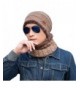 Unisex Winter Slouchy Beanie Hat Scarf Set Knitted Neck Warmers Gaiters Skull Caps - Khaki - CT18899TMKR
