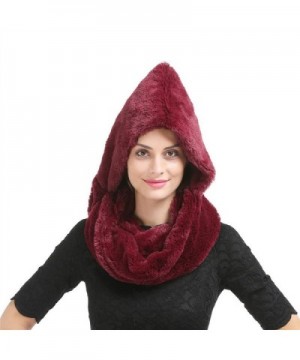 Saferin Women's Winter Faux Fake Fur Straight Scarf Wrap Collar Shawl Shrug - Burgundy Infinity Scarf With Hat - C1185QN947T