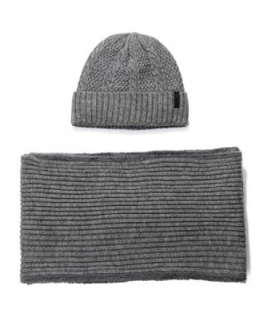 SIGGI 2 Piece Wool Knit Hat & Scarf Sets Fleece Lined Winter Beanie Neck Warmer - 89219_grey - CL186R77I6Z