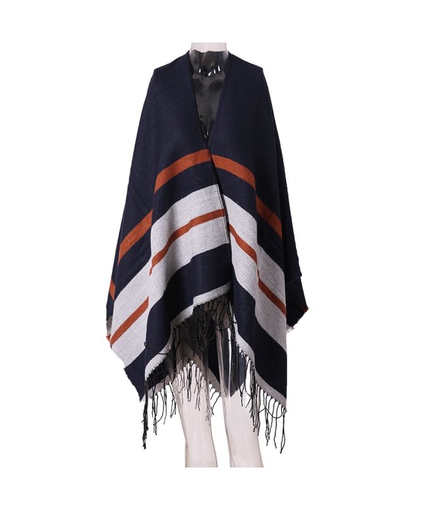 Fashion Warm Long Scarf- Time and River Unisex Knitted Shawl Warm Large Scarf - Navy Cape - CC189YRX0ZI