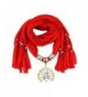 Deamyth Women Pendant Scarves Peacock Rhinestone Crystal Pendent Jewelry Scarf - Red - CA12O4UE2G6