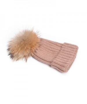 Lawliet Sparkle Threading Wool Crochet Knit Hat Pom Pom Winter Beanie Cap T263 - Nude Pink With Natural Pom Pom - CV185A5SLI2