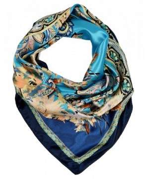 Love Lakeside Women's Satin Large Square Silk Feel 35 x 35 inch Classic Scarf - Teal Blue 2 - C7182ZTYXAA