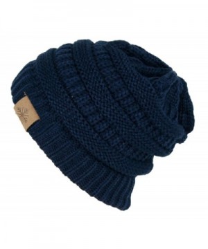 ANGELA & WILLIAM Winter Warm Thick Cable Knit Slouchy Skull Beanie Cap Hat - Navy Blue - C6126RND9JT