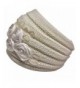 Luxury Divas Ribbed Knit Headband With Floral Design - Ivory - C011G4LOD7H