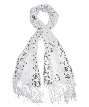 Bohomonde Madison Shawl- Long Fringe Sequin Evening Wrap - White/Silver - CB11NL5CB4B