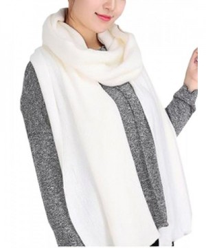 Wander Agio Women's Warm Long Shawl Winter Warm Large Scarf Pure Color - White1 - CK186K0NY4O