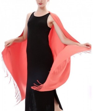 Aolige Super Soft Cashmere Blanket Winter Scarf with Tassel Solid Color Warm Shawl for Women - Orange - CT1868Y2U67