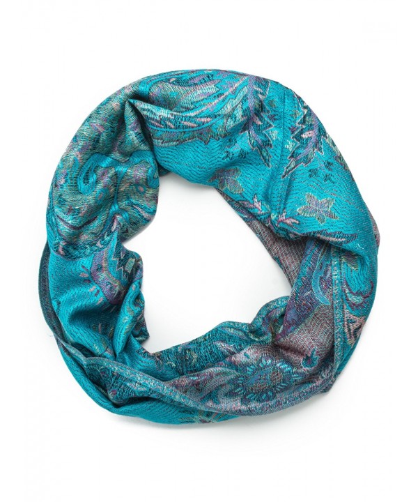 Bohomonde- Ramaya Infinity Scarf- Richly Colored Rare Infinity Pashmina Scarf - Turquoise/Lavendar - CU1842W09GN