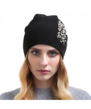 Womens Cashmere Hats Rhinestones Oversized