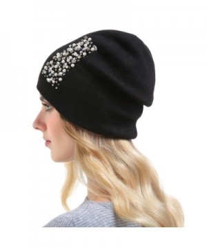 Womens Cashmere Hats Rhinestones Oversized in Women's Skullies & Beanies