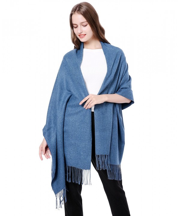 Cashmere Virgin Wool Thick Pashmina Scarf Soft Warm Long Shawl Scarves Wrap /Gift Box JAKY Global - Denim Blue - CB185M2Z9Y7