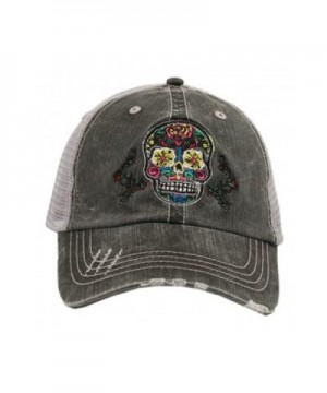 Katydid KDC-TC-147 Gray Sugar Skull Trucker Hat - CP12LQ4TTXJ