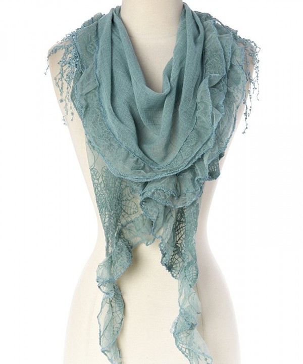 Women's Lightweight Fringe Oblong Scarf - Light Green - C211Y5K5693