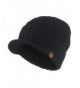 Janey&Rubbins Daily Knit Visor Brim Beanie Hat Fleece Lined Skull Ski Cap - Black - CJ11RFD7H7V