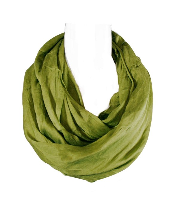 Allydrew Lightweight Silky Soft Infinity Loop Scarf - Olive - C111JQPW4AZ