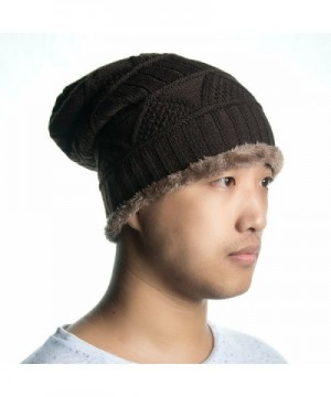 Ssking Knit Beanie Skull Hat - Soft Fleece Lined Slouchy/Winter Cap by - brown - CV12MZ3REY7
