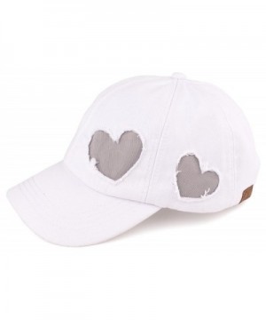 Funky Junque's Women's C.C Soft Cotton Heart Glitter Star Adjustable Baseball Cap - Heart/White - CP17YHRQ33T