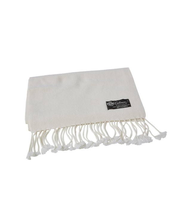 Pure Cashmere Scarf with Tassels - White - CX11B21CWZJ