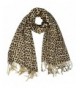 Peach Couture Animal Leopard Print Sheer Scarves Summer Shawls Wraps Fringes - Tan - CY188HEA3RU