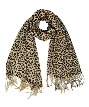 Peach Couture Animal Leopard Print Sheer Scarves Summer Shawls Wraps Fringes - Tan - CY188HEA3RU