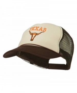 Texas Longhorn Embroidered Foam Mesh Cap - Brown Tan - C011ND59OEJ