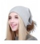 GEEBRO Women Winter Pom Pom Beanie Hat With Soft Slouchy Snow Knit Cotton Skull Cap - Lightgray - CO188YG0QGA