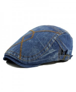 Qunson Denim Ivy Gatsby Cabbie Newsboy Cap Hat for Men - Blue - CS12FKT725N