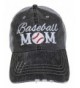 Embroidered Sports Mom Series Distressed Look Grey Trucker Cap Hat Sports (Baseball Mom) - CM12MXCTP4A