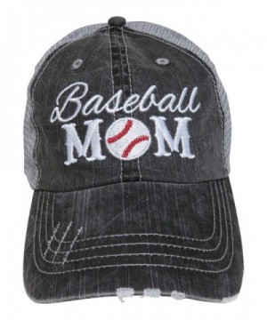 Embroidered Sports Mom Series Distressed Look Grey Trucker Cap Hat Sports (Baseball Mom) - CM12MXCTP4A