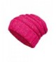 Lemef Confetti Soft Stretch Cable Knit Beanie Slouchy Skull Cap Chunky Warm Hat - Rose Red - CA1895AN337