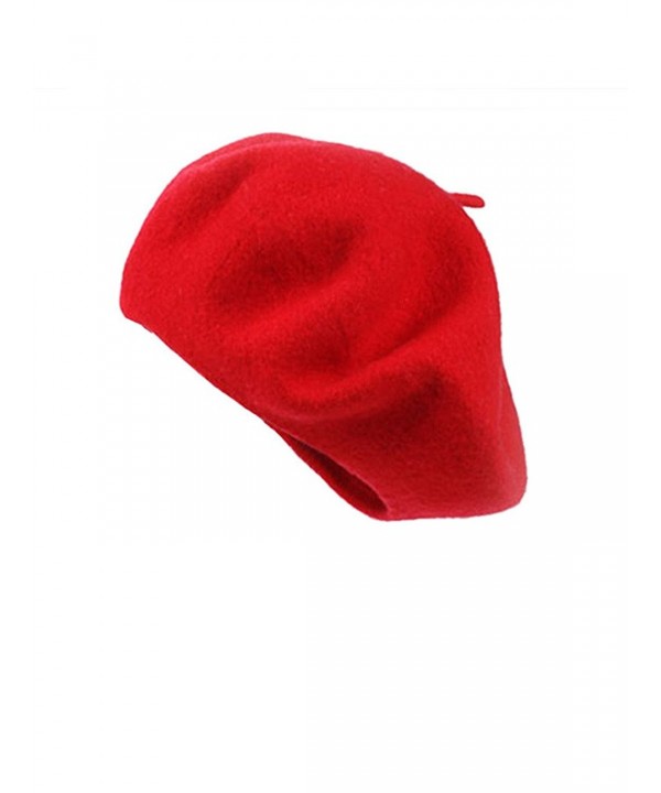 Clothink Women Or Men 100% Wool Solid Berets French Beret Many Colors Available - Red - CG1202H05NJ