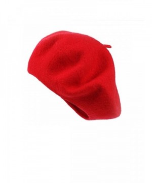 Clothink Women Or Men 100% Wool Solid Berets French Beret Many Colors Available - Red - CG1202H05NJ