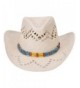 Simplicity Western Men / Women Cowboy Straw Hat with Leather Band - 7622_beige - C412IP28LWP