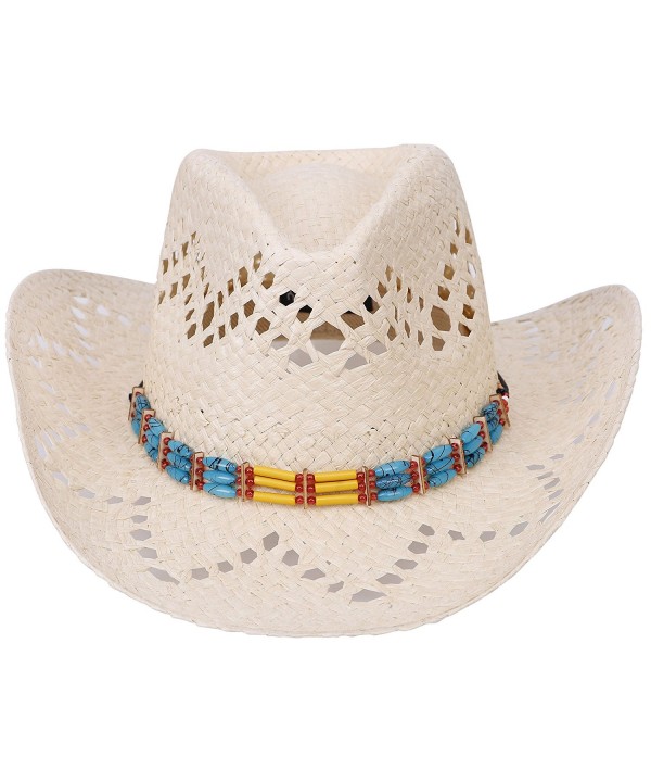 Western Men / Women Cowboy Straw Hat with Leather Band 7622_beige ...