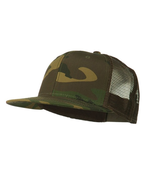 Camouflage Cotton Flat Bill Trucker Cap - Brown Camo - C711UU7DE4J