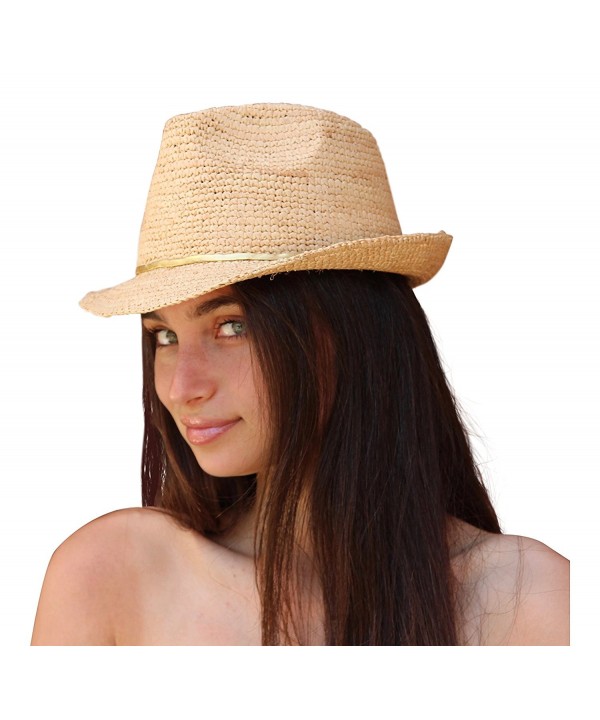 Palms & Sand Melrose Fedora Women's Sun Hat- Beach Hat (Natural) - CZ12HG5P0LR