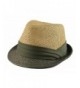 Mens Summer 2 Tone 100% Paper Straw Fedora Trilby Hat S/M- L/XL Khaki/Green - CC12D66B46P