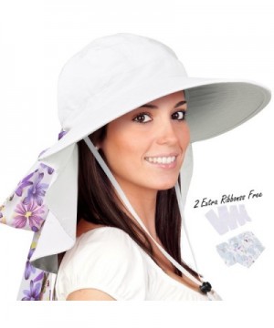 Solaris Womens Sun Hats Neck Flap Large Brim UV Protection Foldable Fishing Hiking Cap - White - CQ180CNO0GD