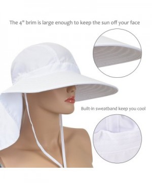 Womens Sun Hats Neck Flap Large Brim UV Protection Foldable Fishing Hiking  Cap White CQ180CNO0GD