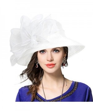 Lady Derby Dress Church Cloche Hat Bow Bucket Wedding Bowler Hats - White - C112N5PB46B