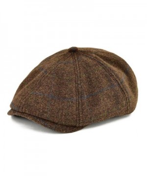 VOBOOM Men Wool Newsboy Caps 8 Pannel hat Pannel Ivy Cap Cabbie Flat Cap - Brown - CJ1836AER6D